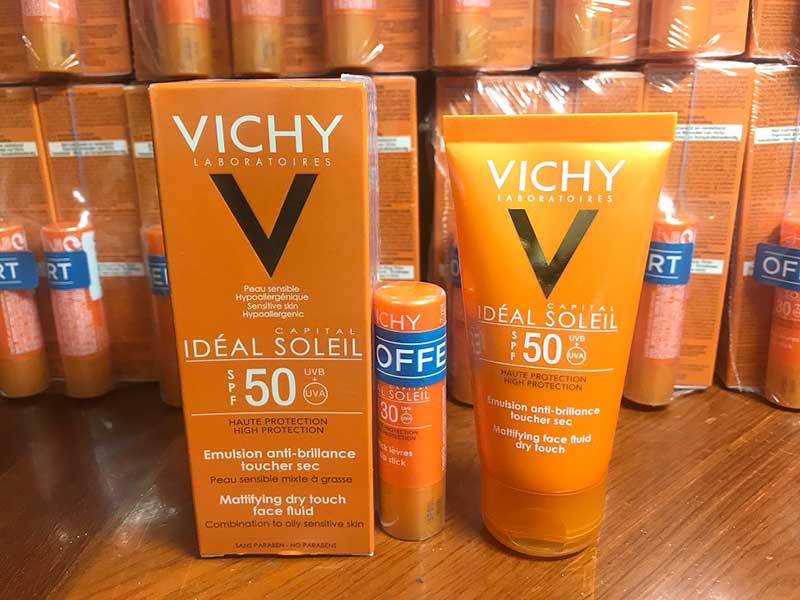 Kem chống nắng Vichy Ideal Soleil SPF 50 kèm son dưỡng môi